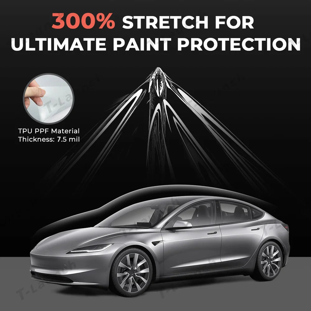 Glossy TPU Invisible Full Car Paint Protection Film (PPF) for Tesla Model 3 Highland 2024+ - T-Launch