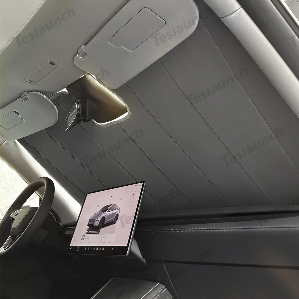 Graphite-Insulated Foldable Front Windshield Sunshade for Tesla Model 3 2017+/ Model Y 2020+ - T-Launch