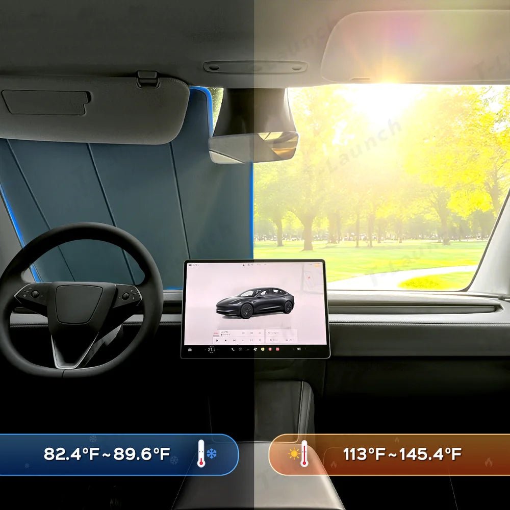 Graphite-Insulated Foldable Front Windshield Sunshade for Tesla Model 3 Highland Standard 2025+ - T-Launch