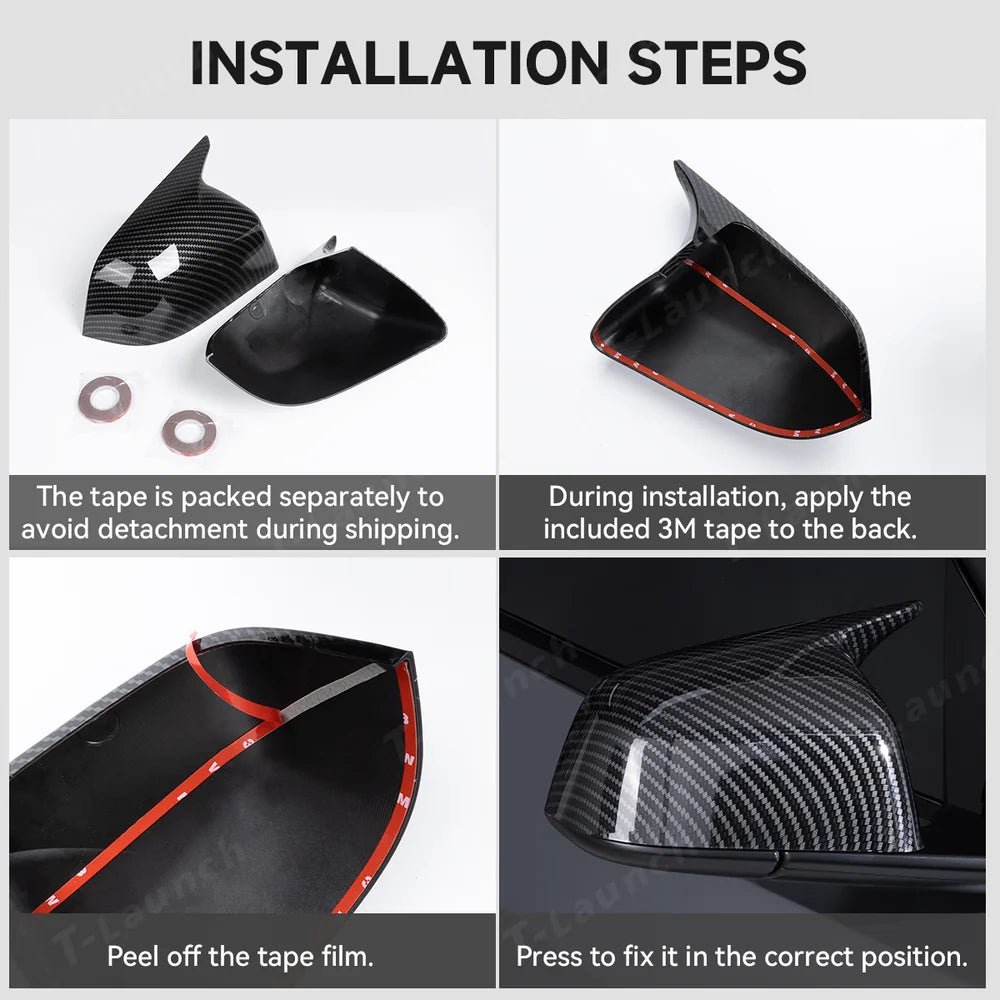 GT-Style Side Mirror Cover Caps for Tesla Model Y Juniper 2025+ - T-Launch