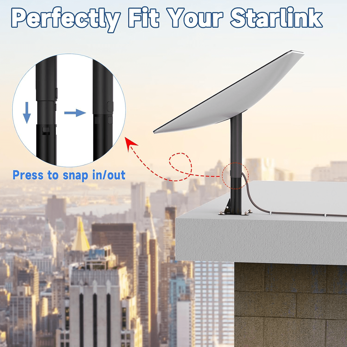 Heavy-Duty Carbon Steel Roof Mount for Starlink Gen 2 Dish - T-Launch