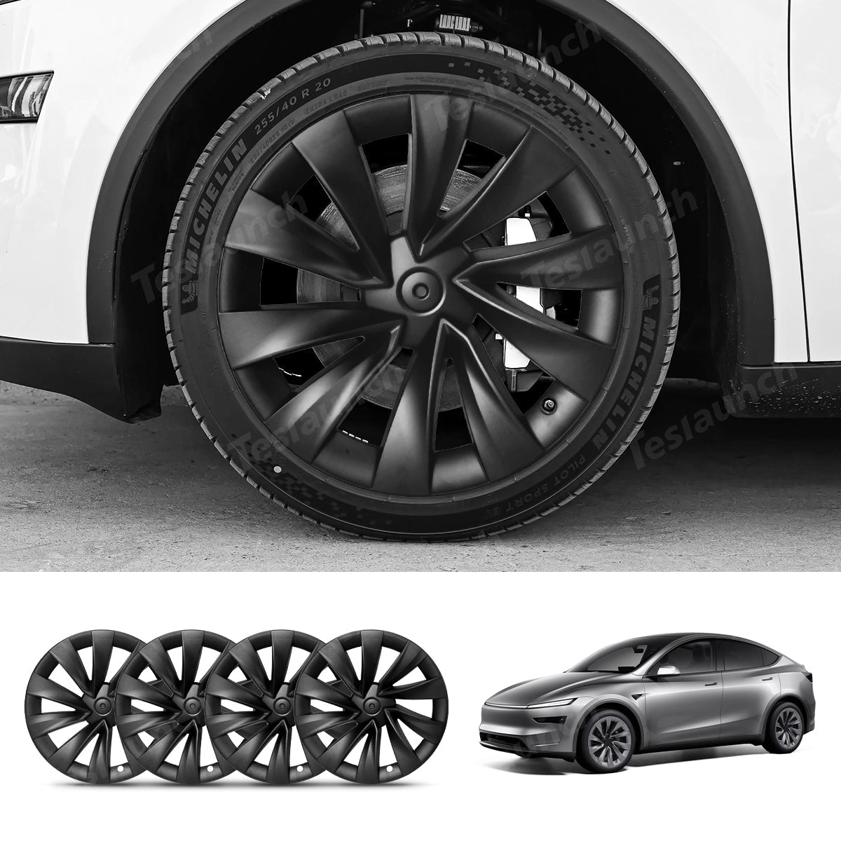 Helix 2.0 Style Wheel Hubcaps (Set of 4) for Tesla 2025+ Model Y Juniper 20'' Helix 2.0 Wheels - T-Launch