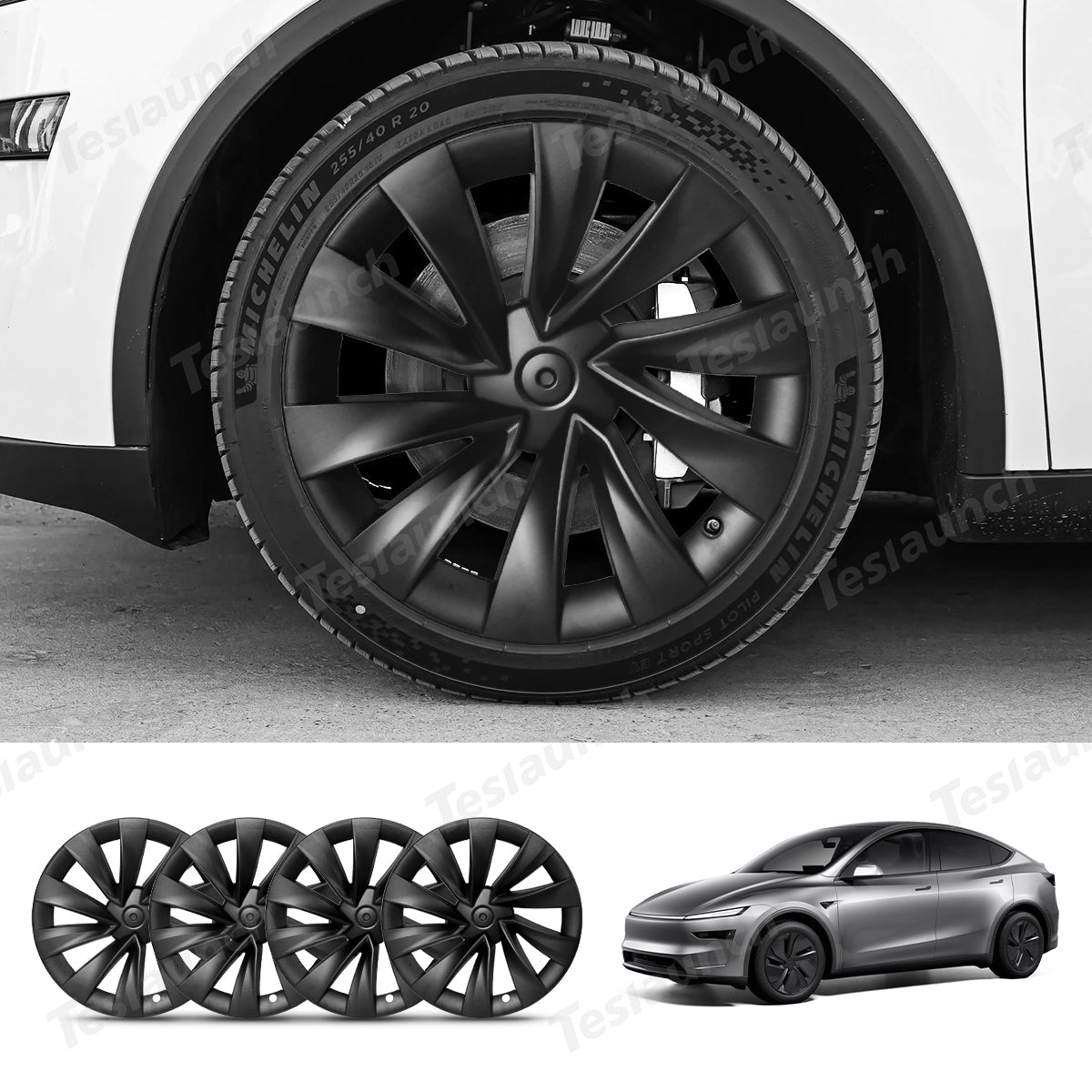 Helix 2.0 Style Wheel Hubcaps (Set of 4) for Tesla 2025+ Model Y Juniper 20'' Helix 2.0 Wheels - T-Launch