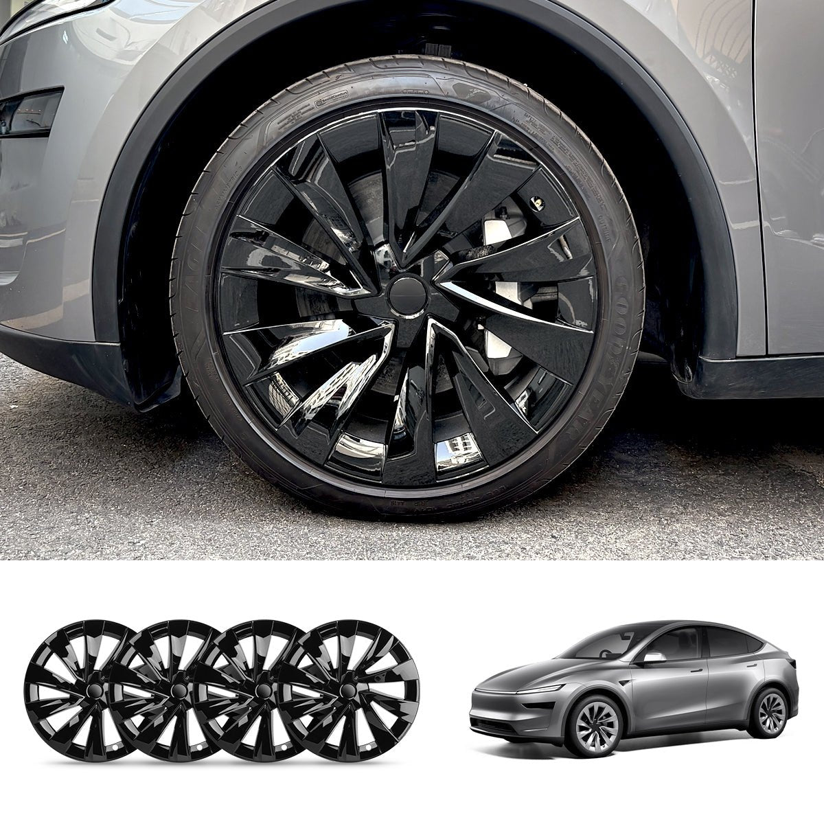 Helix 2.0 Style Wheel Hubcaps (Set of 4) for Tesla 2025+ Model Y Juniper 20'' Helix 2.0 Wheels - T-Launch