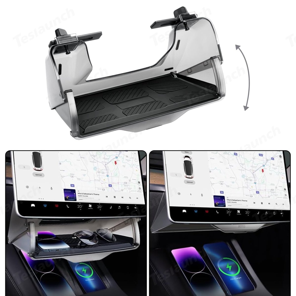 Hidden Central Control Screen Lower Storage Box for Tesla Model 3/Y 2017-2026 - T-Launch