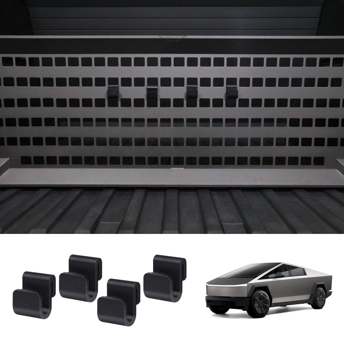 Hooks for MOLLE Panels & Vault Cargo Divider for Cybertruck - T-Launch