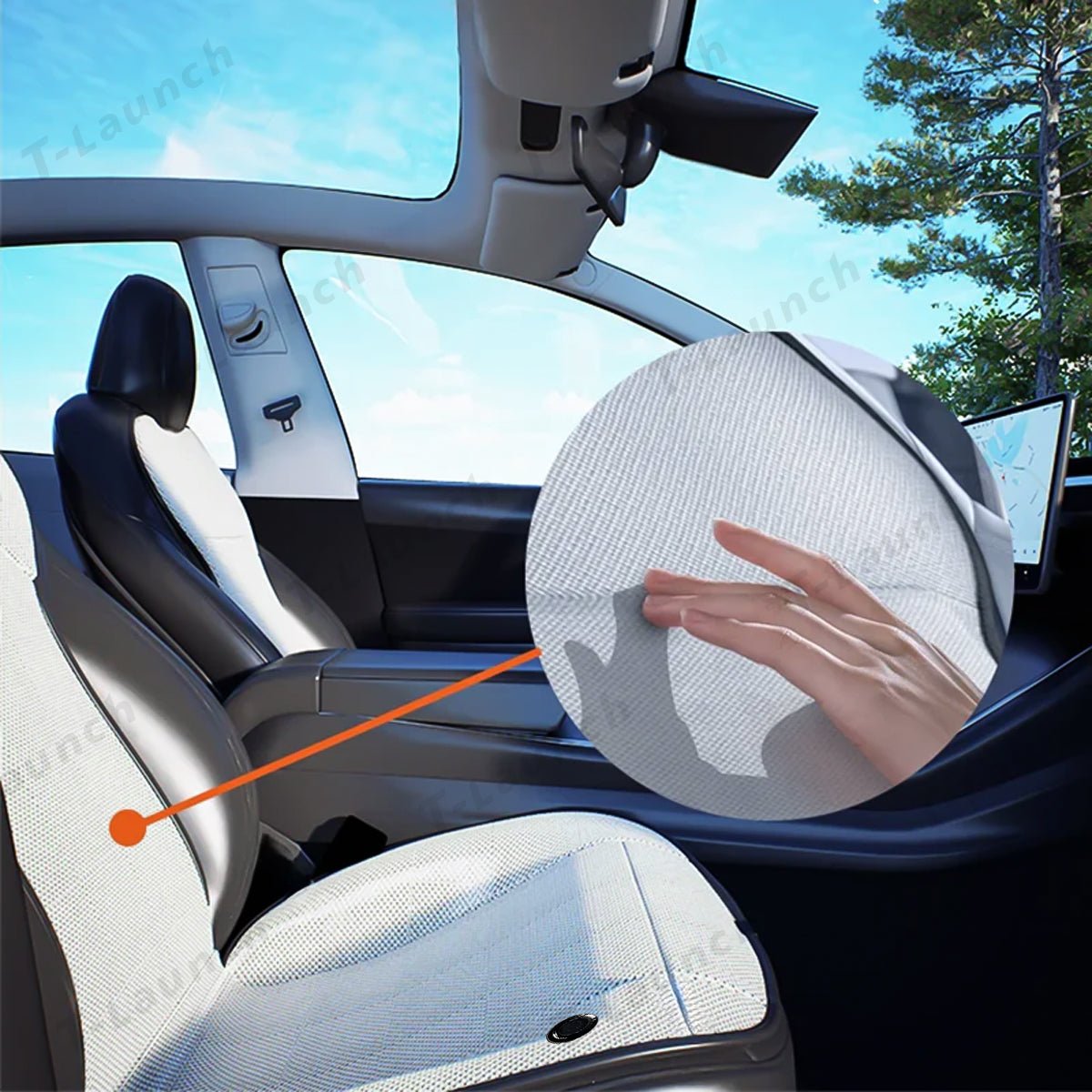 Ice Silk Cooling Ventilated Seat Cushion for Tesla Model 3/Y - T-Launch