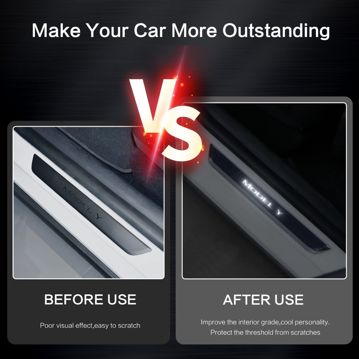 Illuminated Door Sill Protector for Tesla - T-Launch