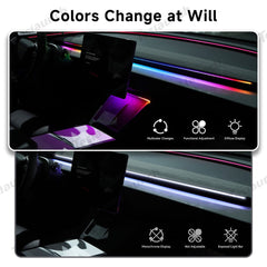 Interior LED Ambient Lights with App Control for Tesla 2024+ Model 3 Highland – Dashboard & Wireless Charging Frame - T-Launch