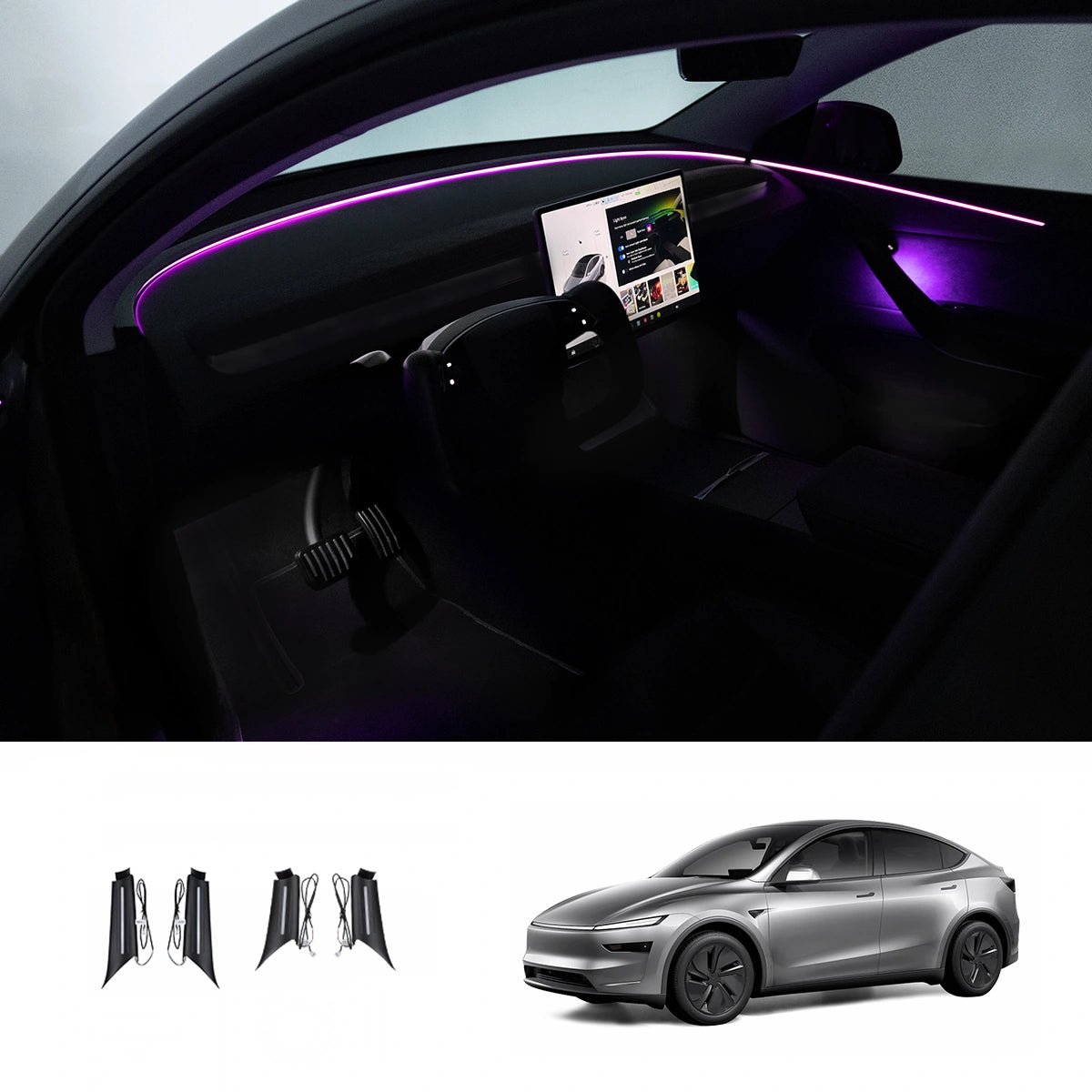 Interior RGB Ambient Lighting Kit for Tesla Model Y Juniper / Model 3 Highland - T-Launch
