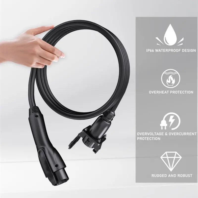 J1772/Type 1 EV Charger Extension Cable Compatible for All SAE J1772 Chargers - T-Launch