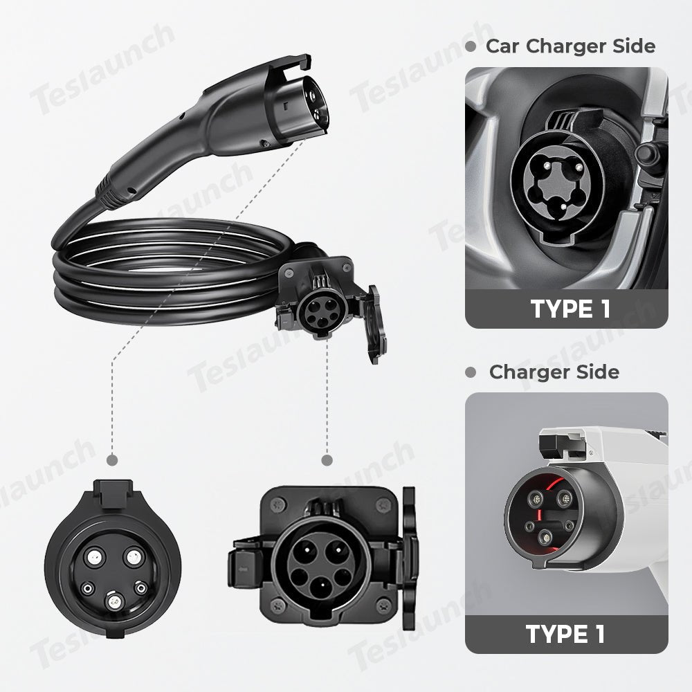 J1772/Type 1 EV Charger Extension Cable Compatible for All SAE J1772 Chargers - T-Launch