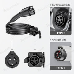 J1772/Type 1 EV Charger Extension Cable Compatible for All SAE J1772 Chargers - T-Launch