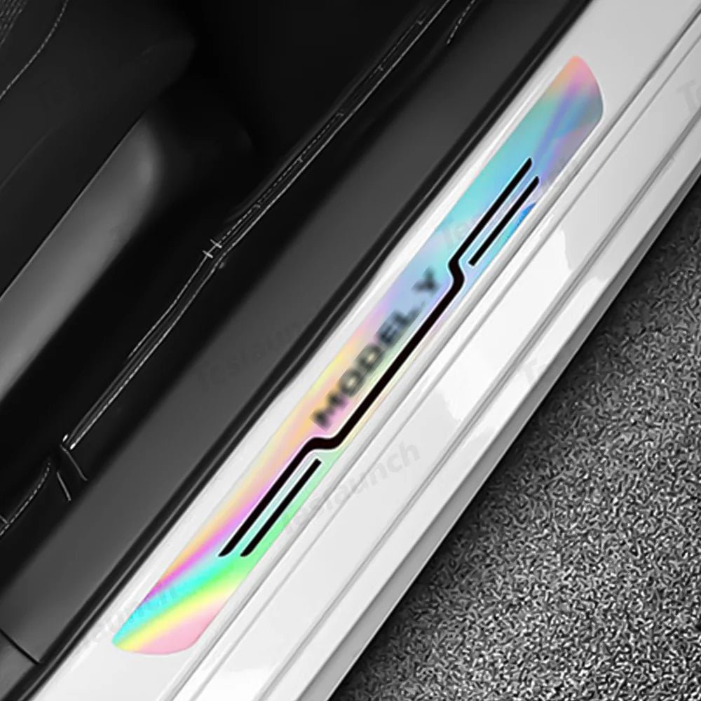 Laser-Effect Door Sill Protector Stickers for Tesla Model Y Juniper 2025+ (4PCS) - T-Launch