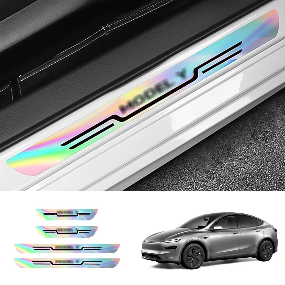 Laser-Effect Door Sill Protector Stickers for Tesla Model Y Juniper 2025+ (4PCS) - T-Launch