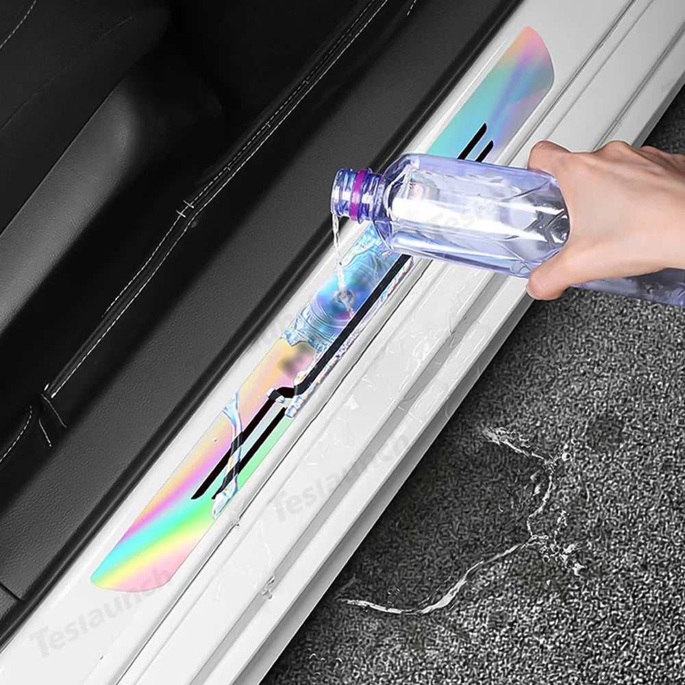 Laser-Effect Door Sill Protector Stickers for Tesla Model Y Juniper 2025+ (4PCS) - T-Launch