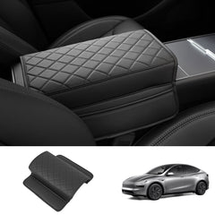 Leather Center Armrest Cover with Side Pockets for Tesla Model Y Juniper 2025+ - T-Launch