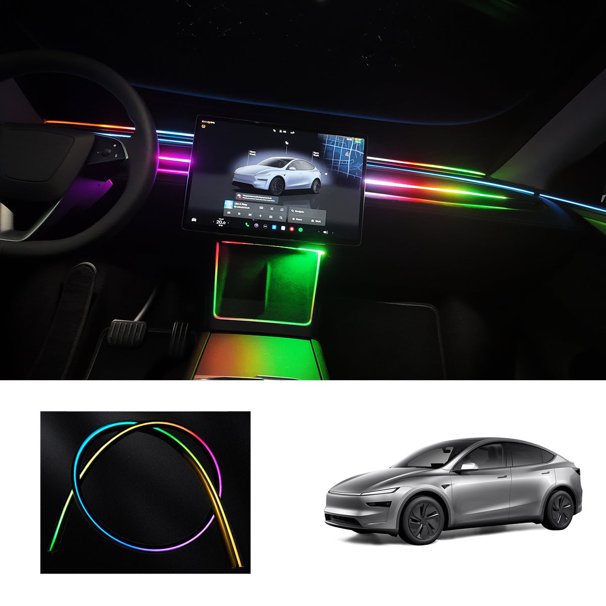 LED Dashboard Ambient Light – Color Changing Interior Upgrade for Tesla Model Y Juniper 2025+ - T-Launch