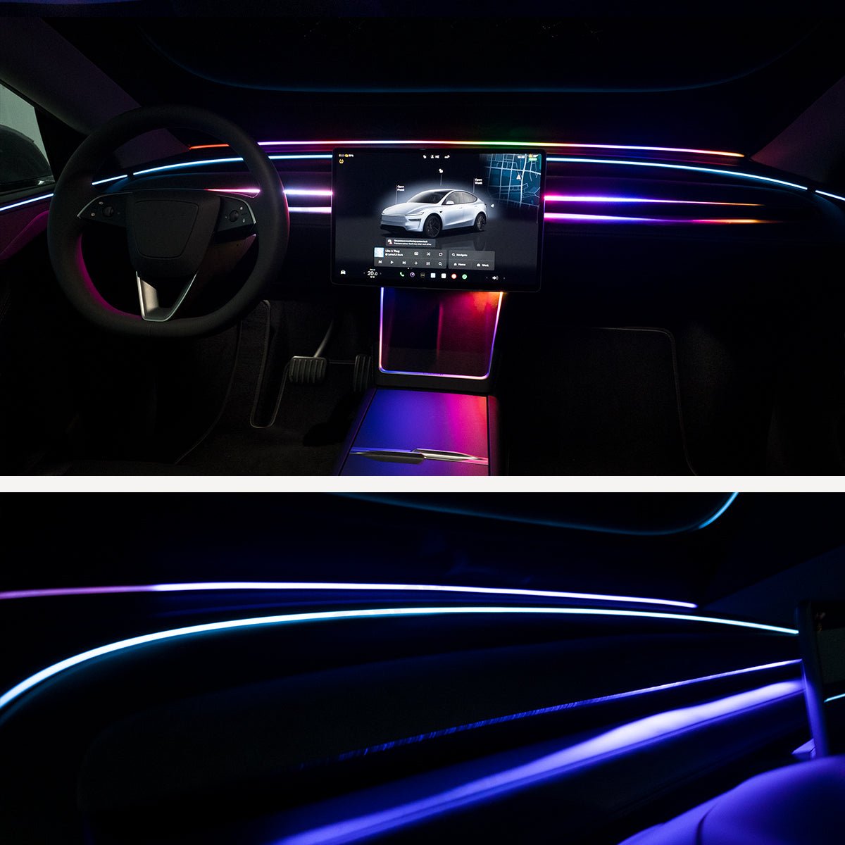 LED Dashboard Ambient Light – Color Changing Interior Upgrade for Tesla Model Y Juniper 2025+ - T-Launch
