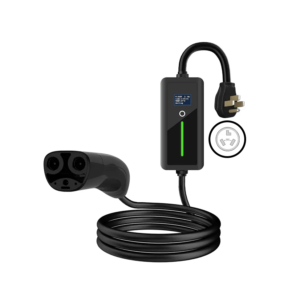Level 2 J1772/NACS EV Charger for Home Portable EV Charger with Screen Display Adjustable Current - T-Launch