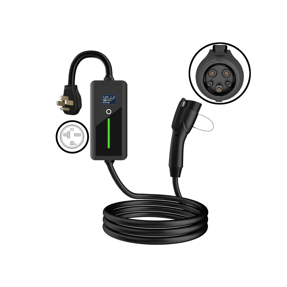 Level 2 J1772/NACS EV Charger for Home Portable EV Charger with Screen Display Adjustable Current - T-Launch