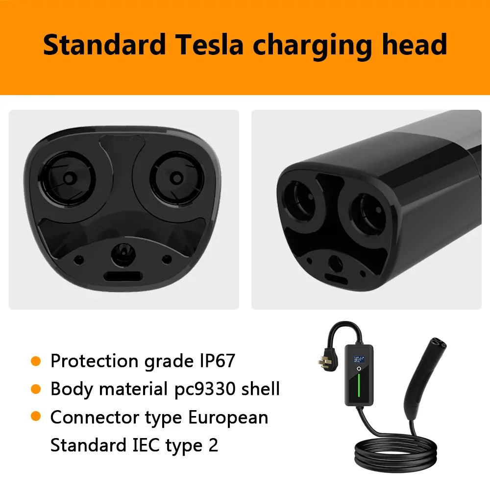 Level 2 J1772/NACS EV Charger for Home Portable EV Charger with Screen Display Adjustable Current - T-Launch