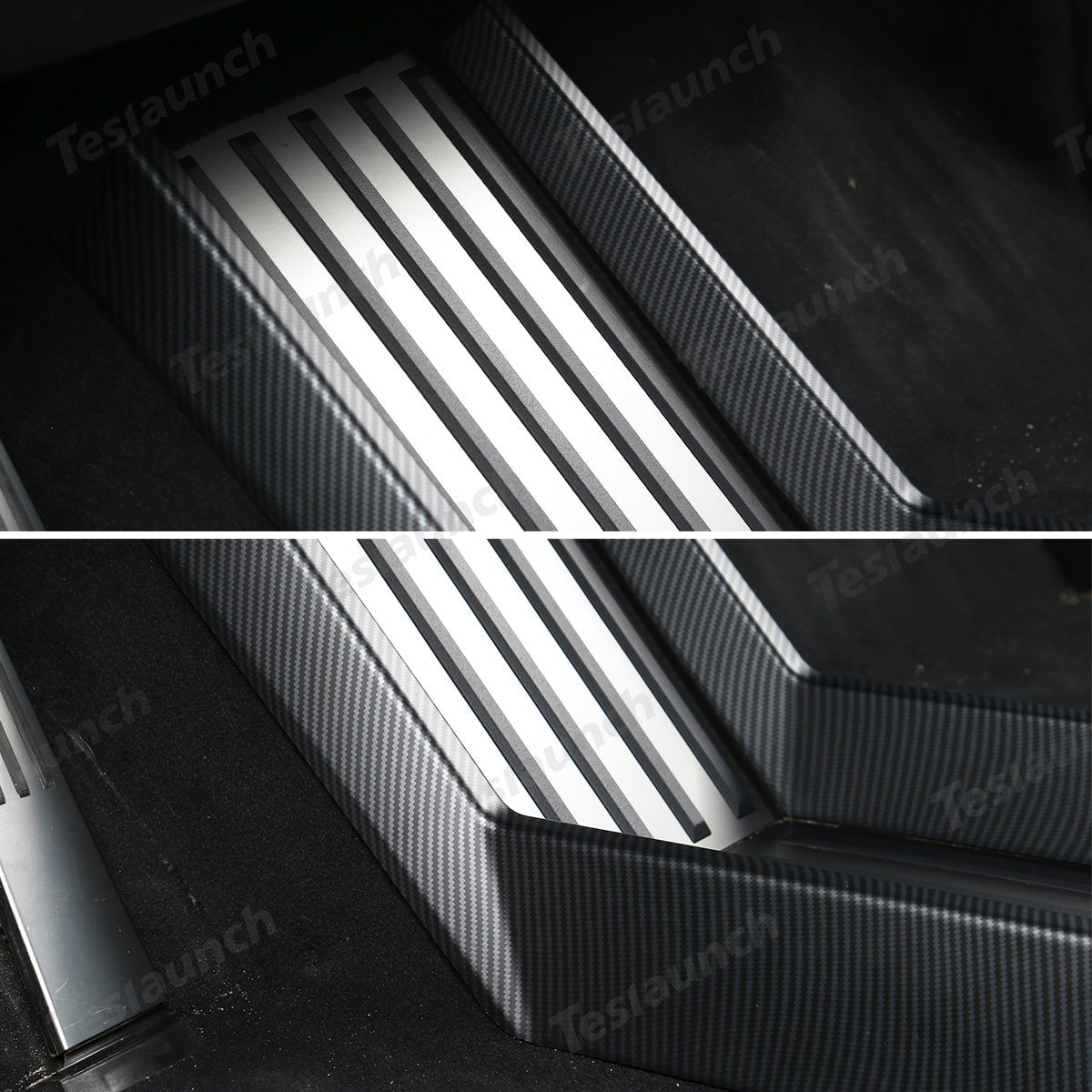 Lower Center Console Side Trim Covers (Carbon Fiber Pattern ABS) for Cybertruck - T-Launch