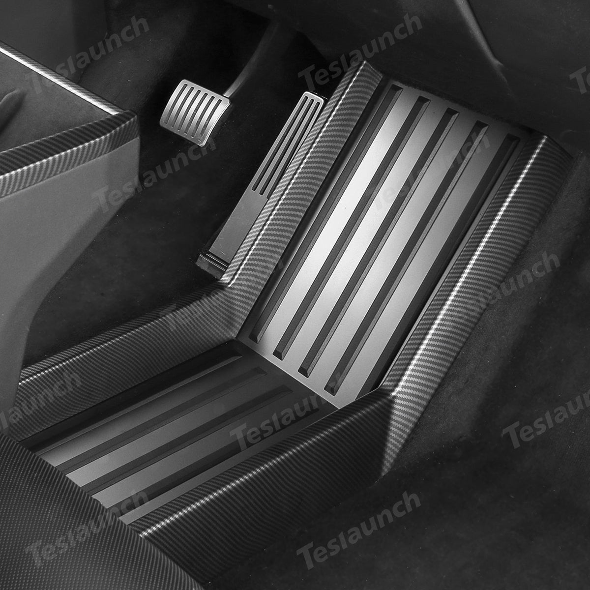 Lower Center Console Side Trim Covers (Carbon Fiber Pattern ABS) for Cybertruck - T-Launch