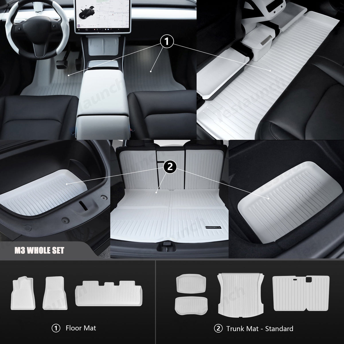 White TPE All Weather Floor Mat for Tesla Model 3/Y