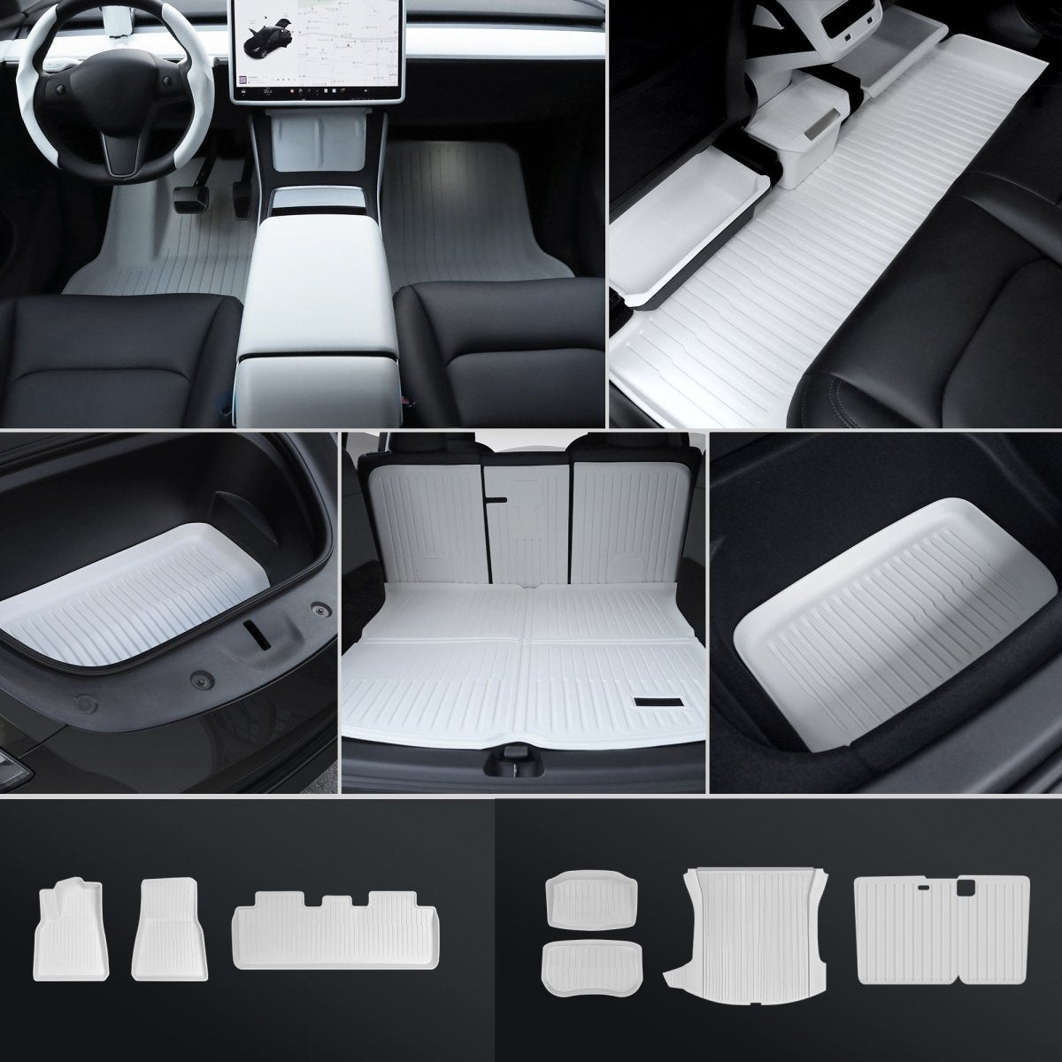 Matte White Interior Upgrade Kit For Tesla 2021-2023 Model 3 - T-Launch
