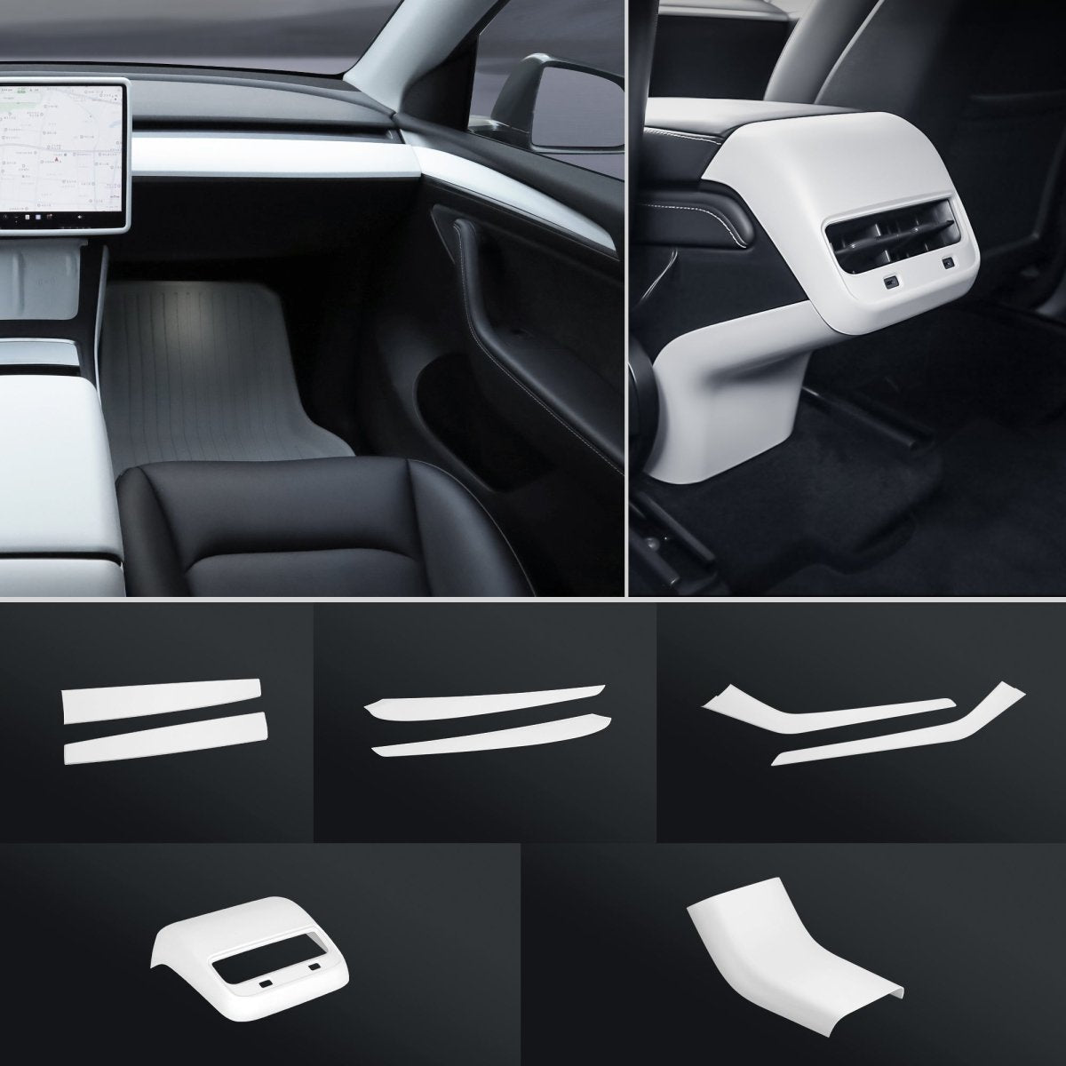 Matte White Interior Upgrade Kit For Tesla 2021-2023 Model 3 - T-Launch