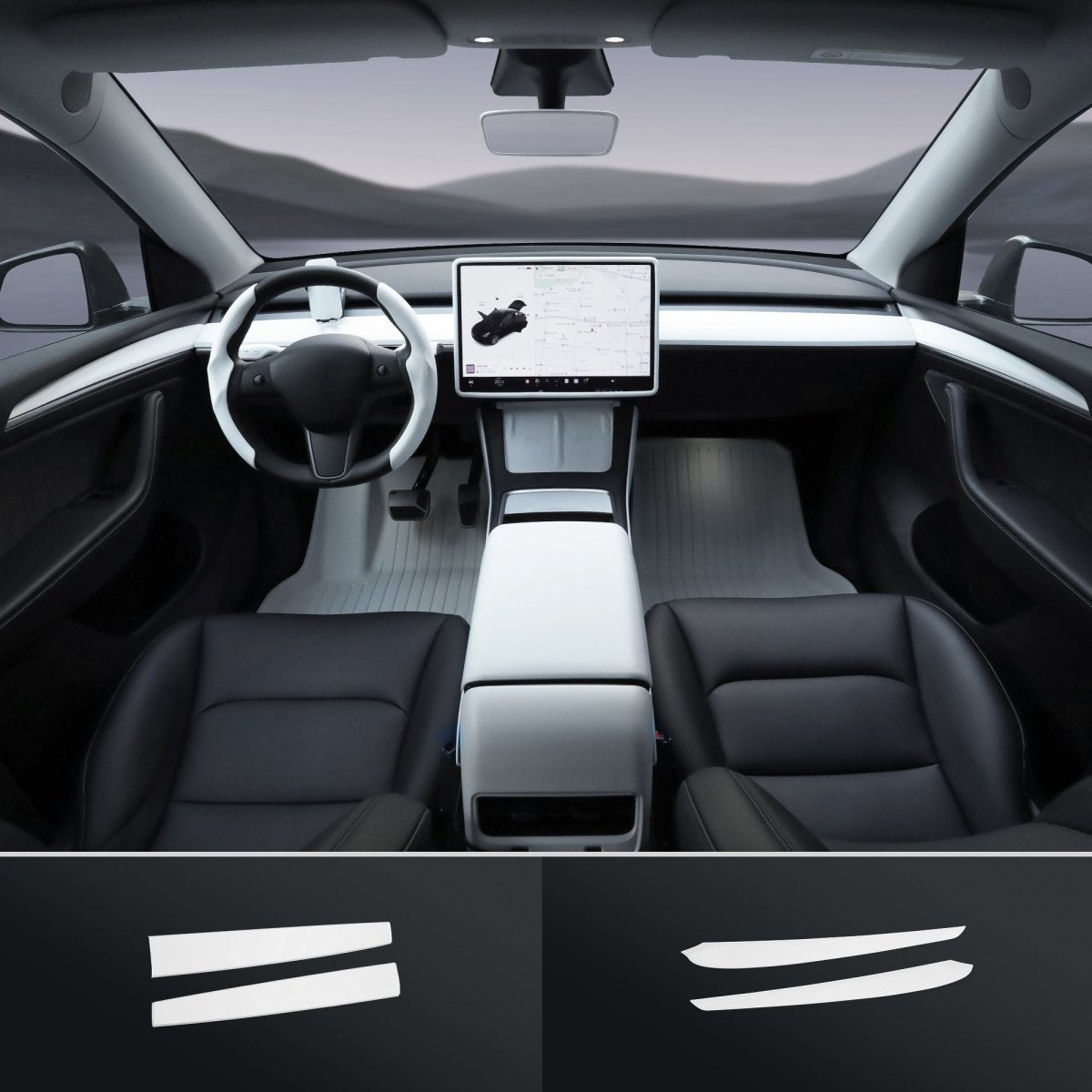 Matte White Interior Upgrade Kit For Tesla 2021-2024 Model Y - T-Launch