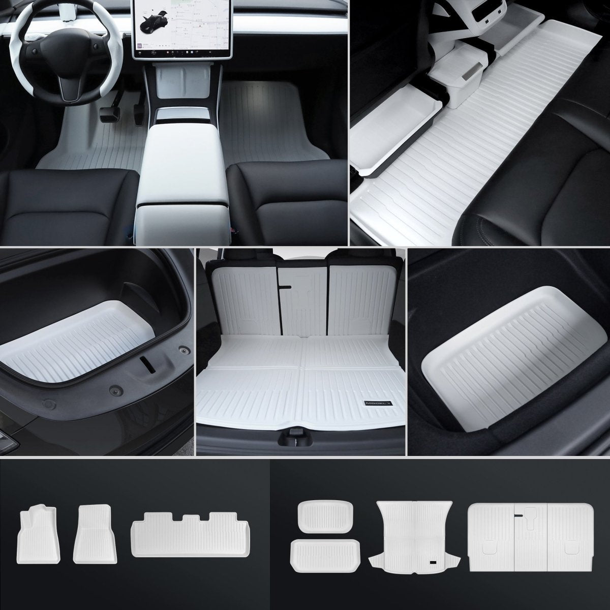 Matte White Interior Upgrade Kit For Tesla 2021-2024 Model Y - T-Launch