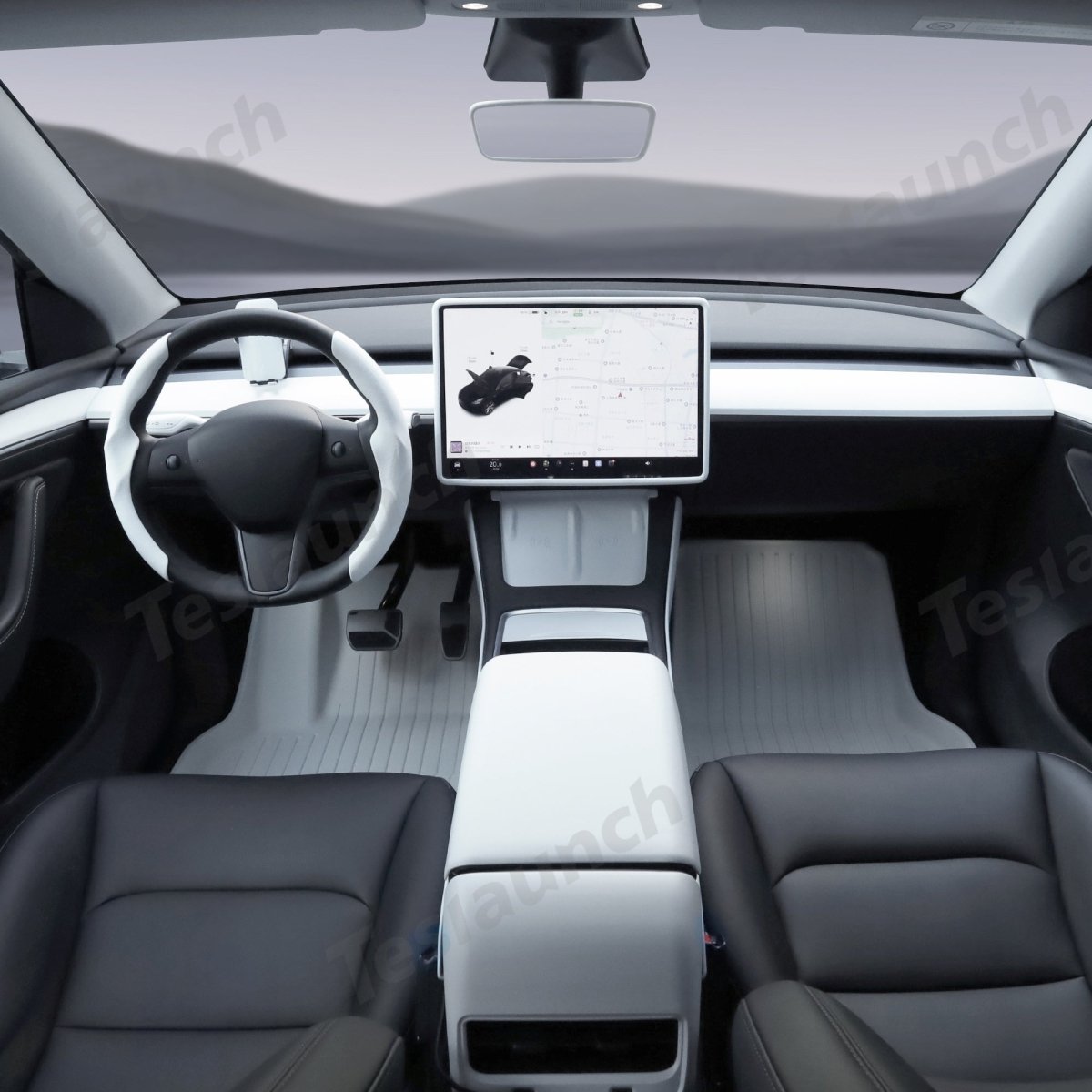 Matte White Interior Upgrade Kit For Tesla 2021-2024 Model Y - T-Launch