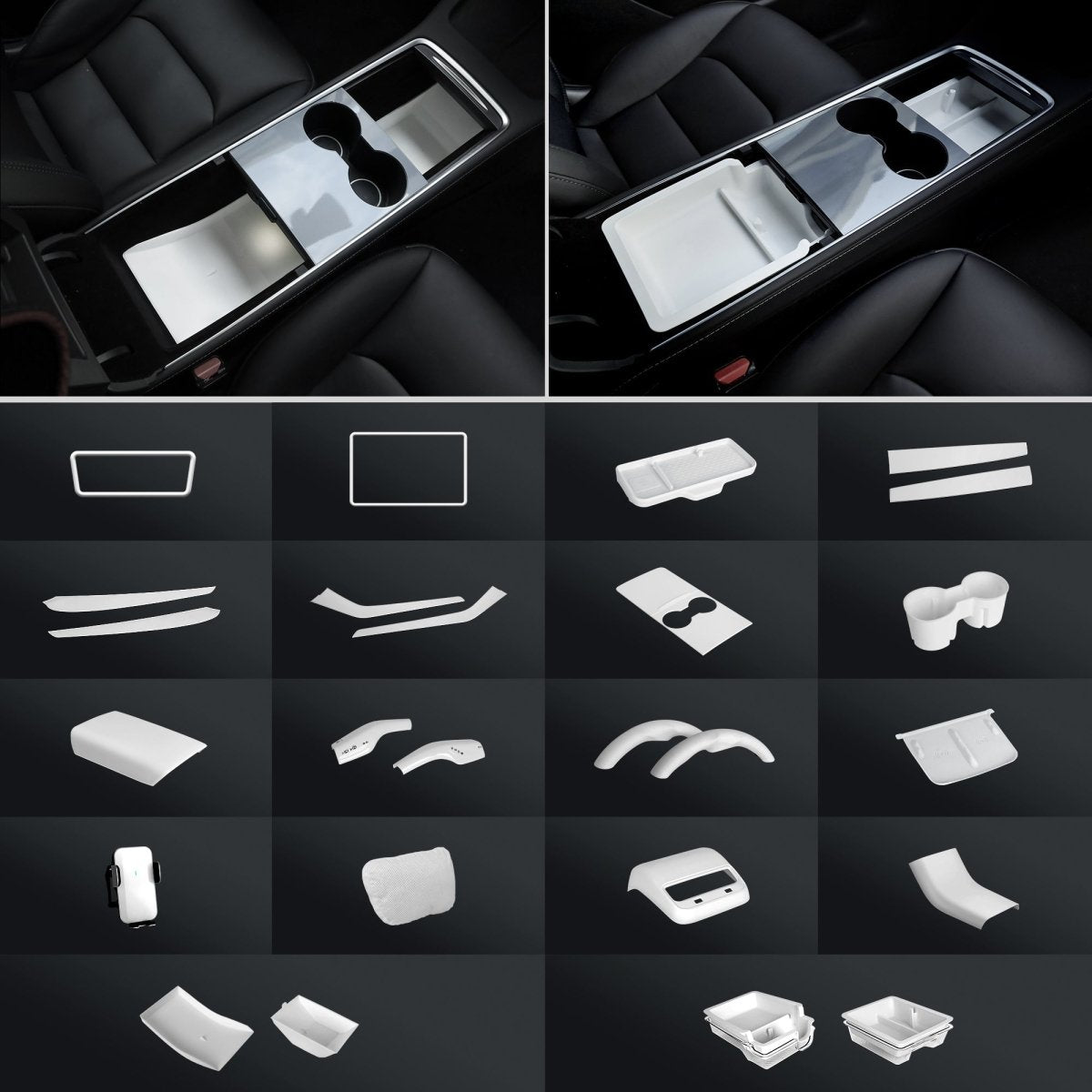 Matte White Interior Upgrade Kit For Tesla 2021-2024 Model Y - T-Launch