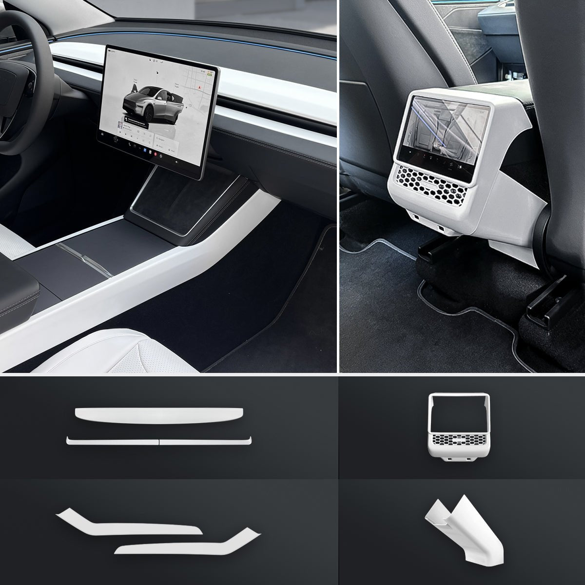 Matte White Interior Upgrade Kit For Tesla Model Y Juniper 2025+ - T-Launch