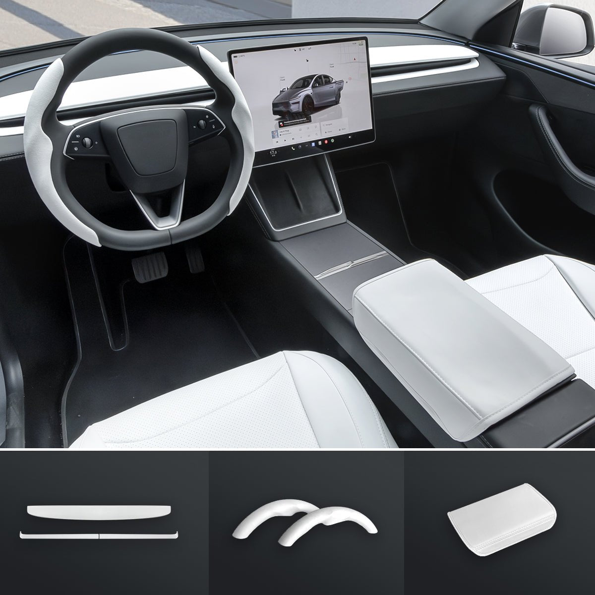 Matte White Interior Upgrade Kit For Tesla Model Y Juniper 2025+ - T-Launch