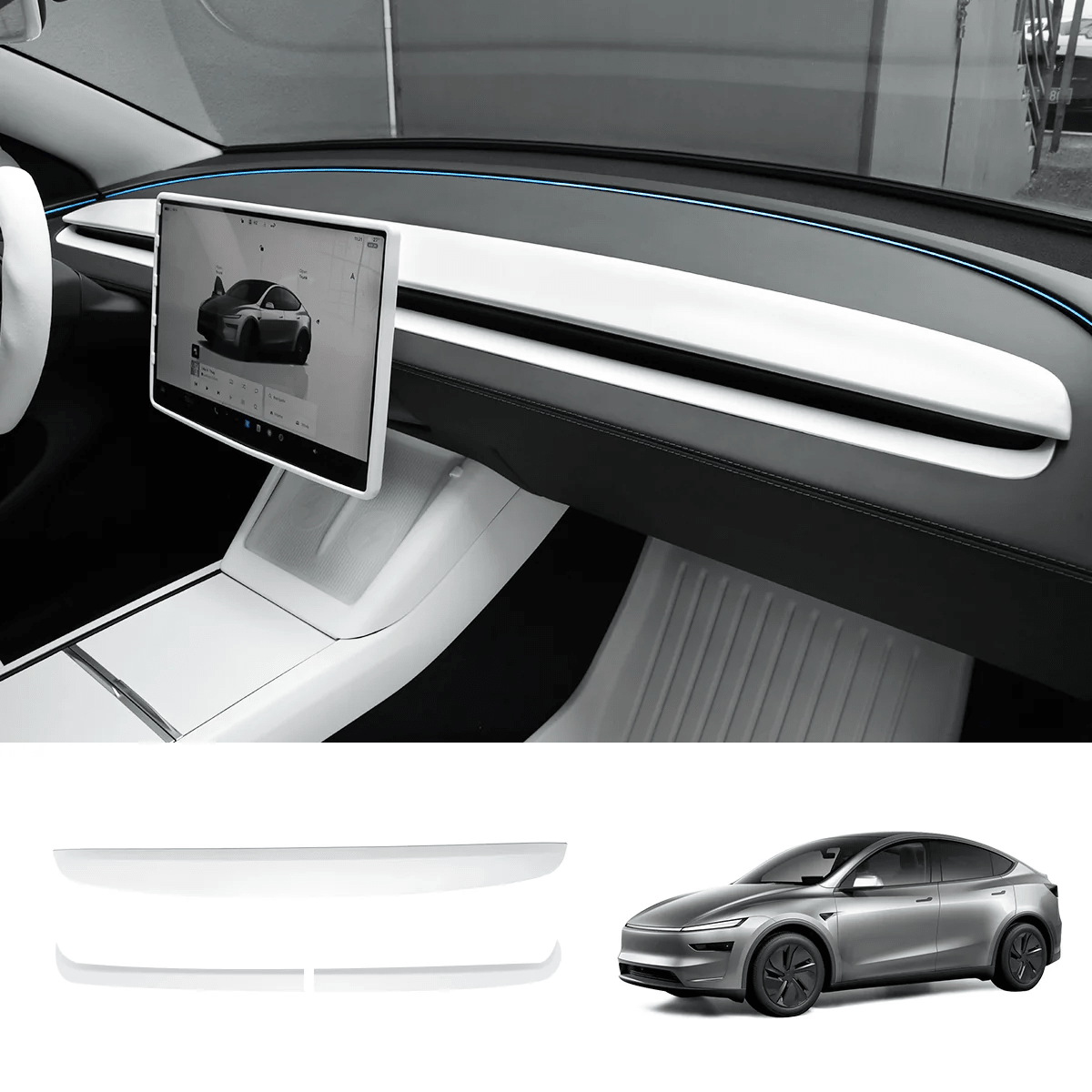 Matte White Interior Upgrade Kit For Tesla Model Y Juniper 2025+ - T-Launch