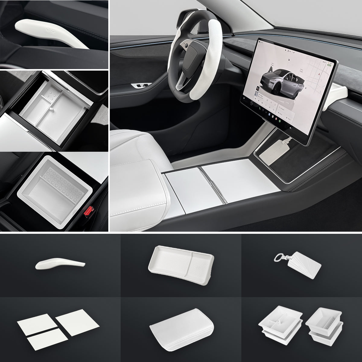 Matte White Interior Upgrade Kit For Tesla Model Y Juniper 2025+ - T-Launch