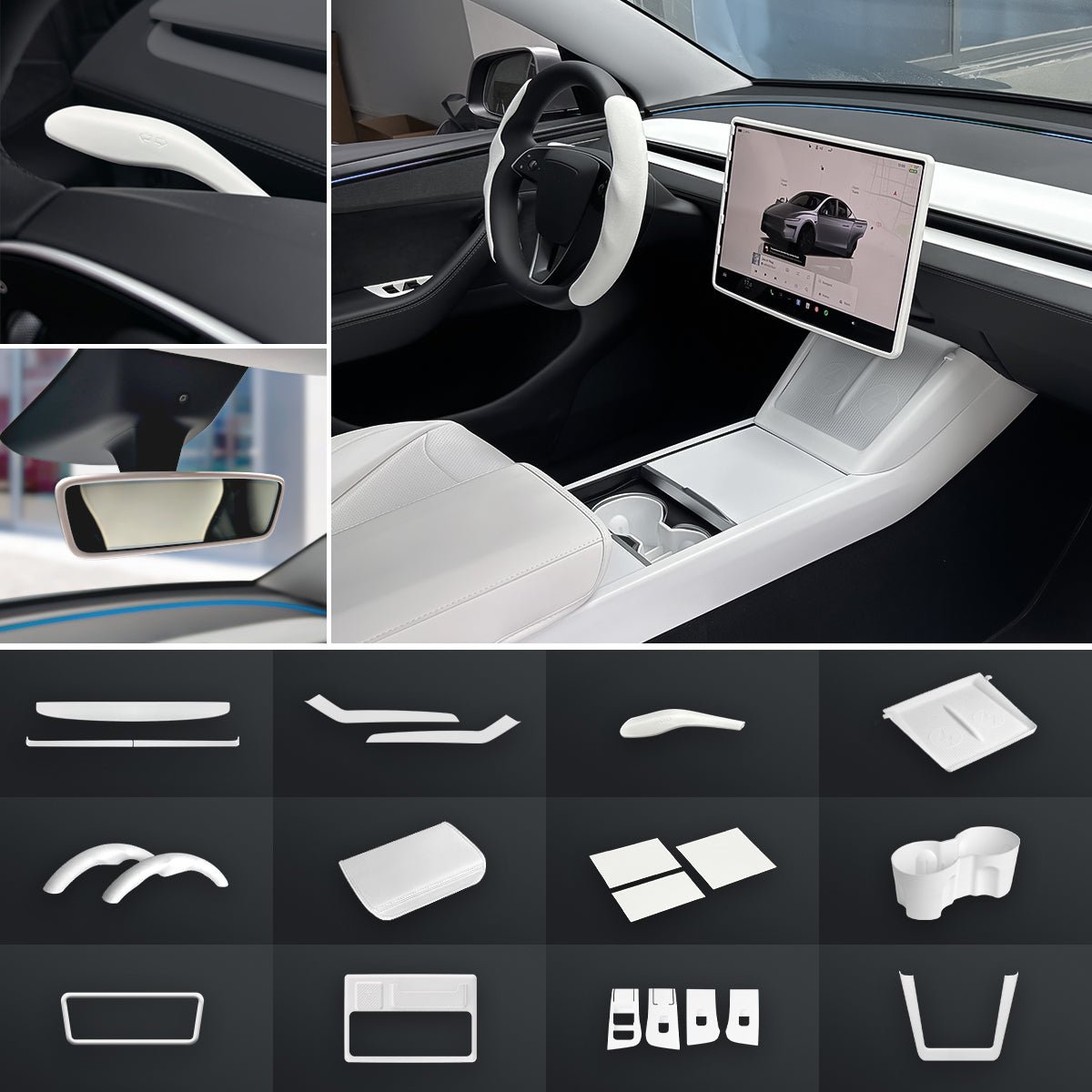 Matte White Interior Upgrade Kit For Tesla Model Y Juniper 2025+ - T-Launch