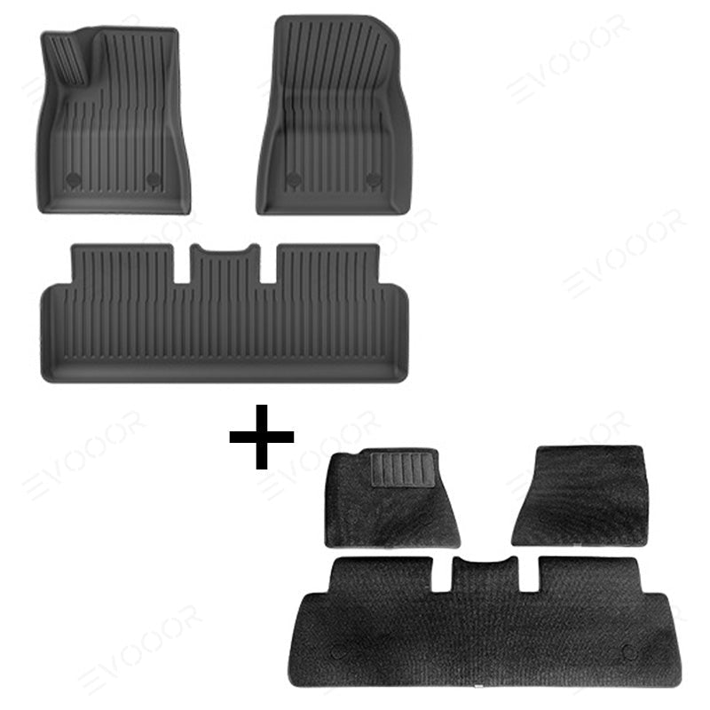 Model 3 Floor Mats All Weather Double Layer Flocking TPE For Tesla(2017-2023) - T-Launch