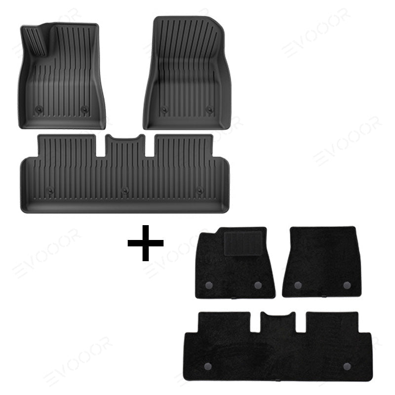 Model 3 Floor Mats All Weather Double Layer Flocking TPE For Tesla(2017-2023) - T-Launch