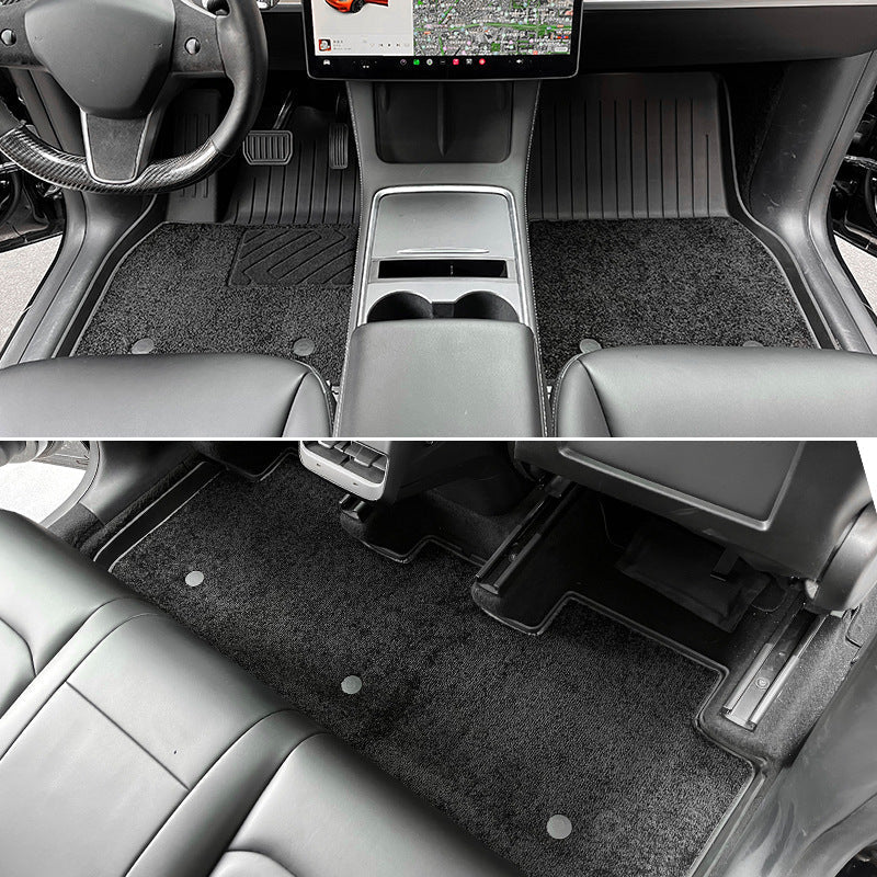 Model 3 Floor Mats All Weather Double Layer Flocking TPE For Tesla(2017-2023) - T-Launch
