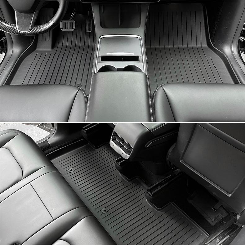 Model 3 Floor Mats All Weather Double Layer Flocking TPE For Tesla(2017-2023) - T-Launch