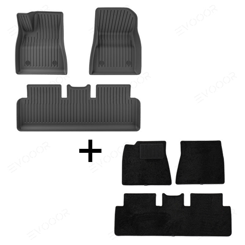 Model 3 Floor Mats All Weather Double Layer Flocking TPE For Tesla(2017-2023) - T-Launch