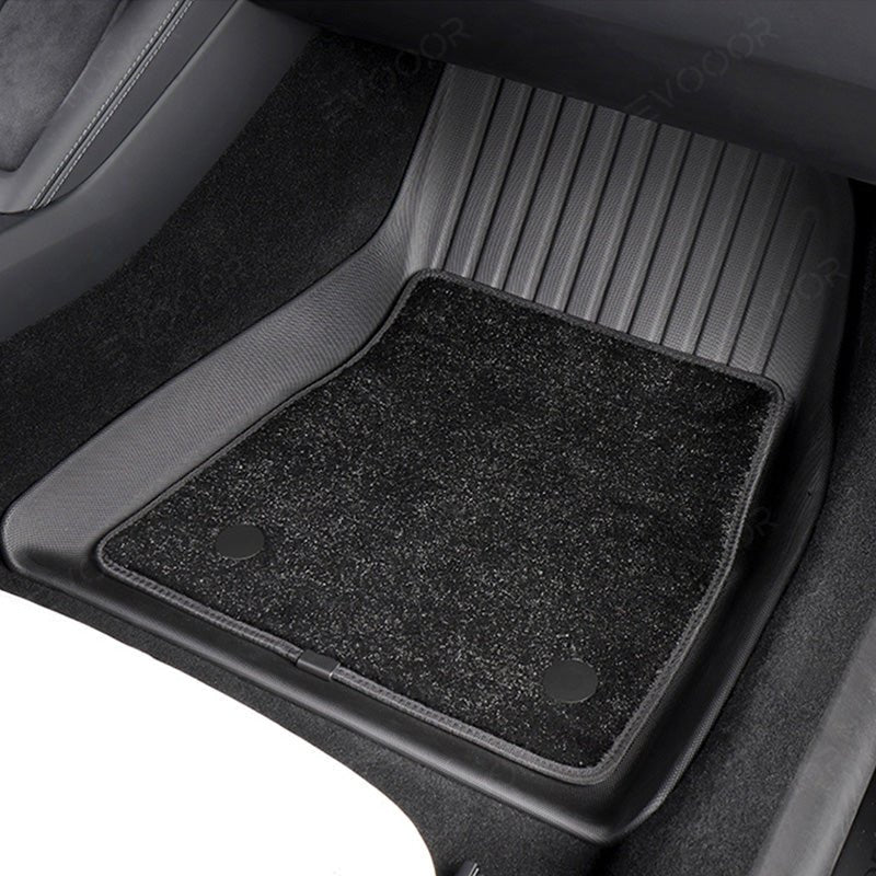 Model 3 Floor Mats All Weather Double Layer Flocking TPE For Tesla(2017-2023) - T-Launch