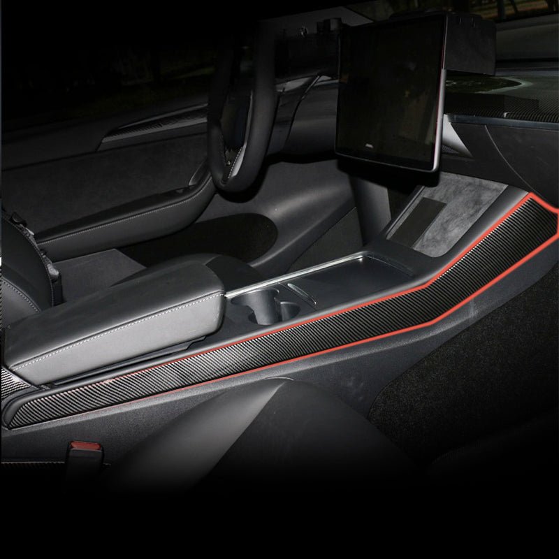 Model 3/Y Center Console Side Panel Caps, Decoration Wrap Cover (2 Pcs) (Carbon Fiber Pattern ABS) (Gen. 2) (2021-2023) - T-Launch