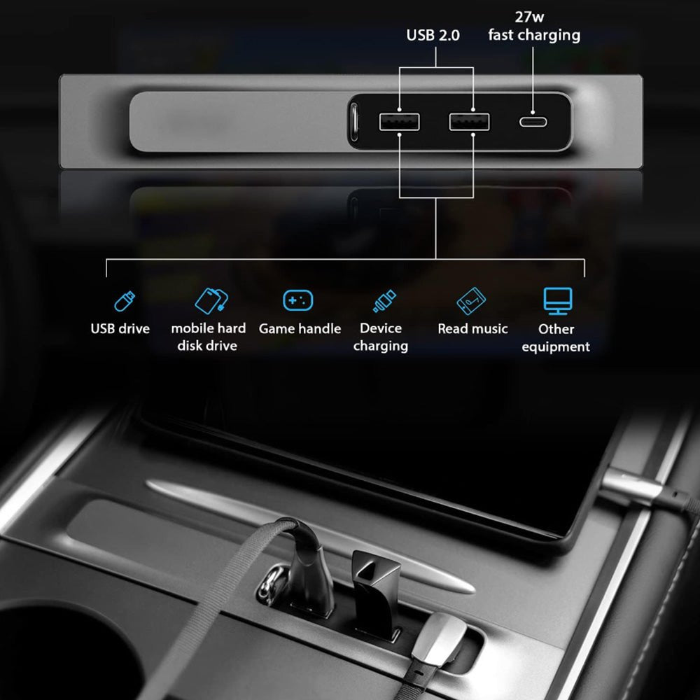 Model 3/Y Center Console USB Hub (Gen. 2) (2021-2023) - T-Launch