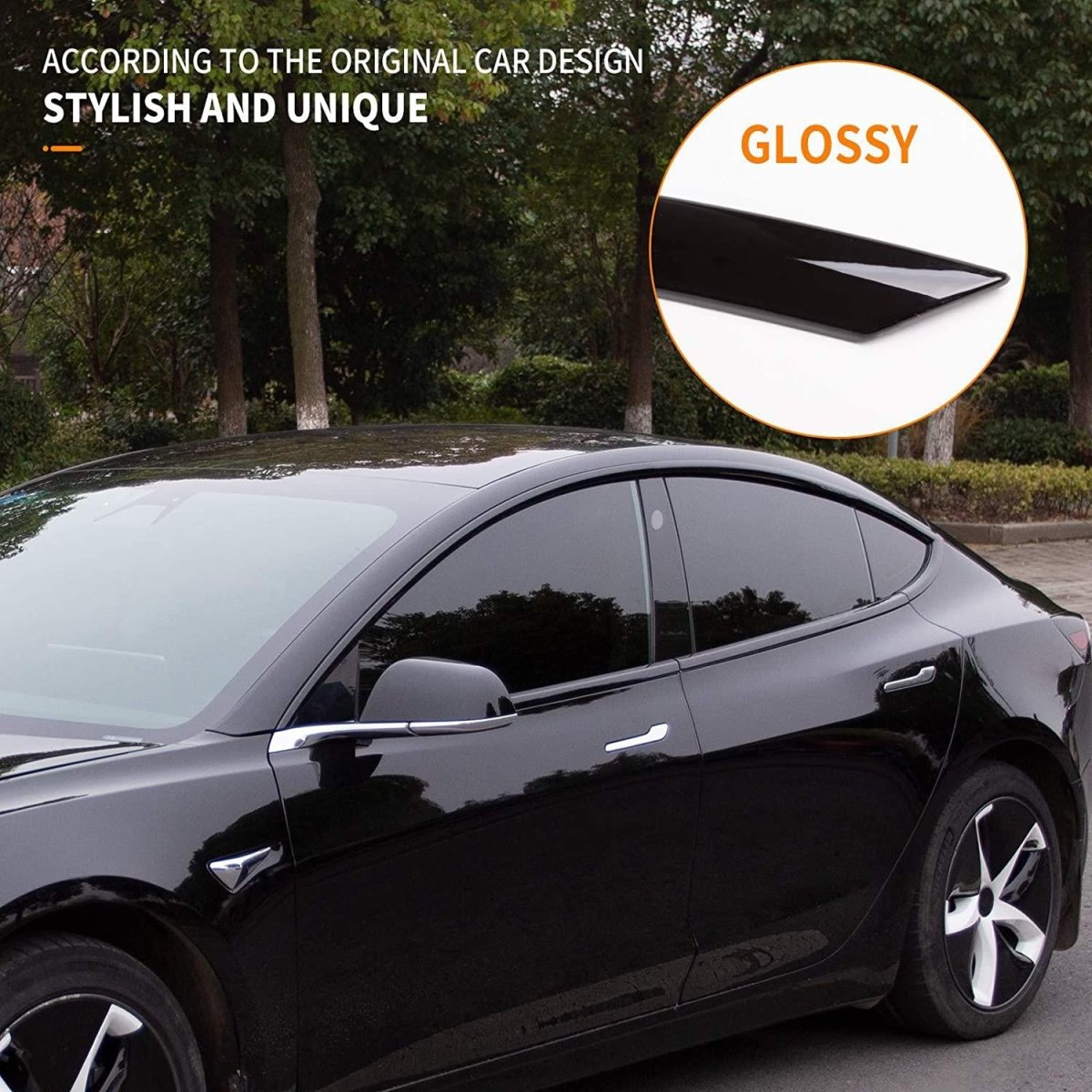 Model 3/Y Chrome Delete Kit for Tesla, Windows Glossy Matte Black Cover Kit (10 Pcs) (2017-2023) - T-Launch