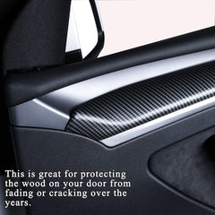 Model 3/Y Door Trim Cover Wrap ABS Matte Carbon Fiber Pattern (2 PCS) for Tesla (2021-2023) - T-Launch